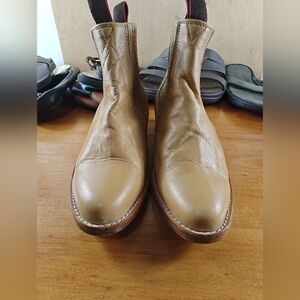 Moreno Romero Beige Leather Chelsea Western Boots Size 4 KIDS With Biflex Sole